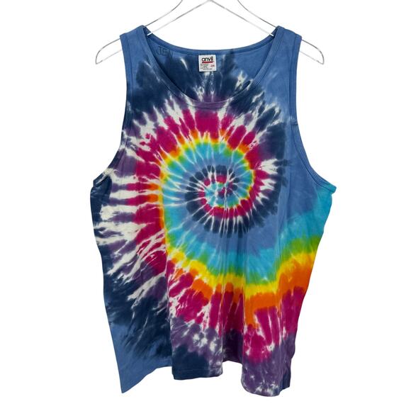 Vintage Anvil Size 2X Rainbow Swirl Tie Dye Tank Top Unisex Hippie - Picture 1 of 8